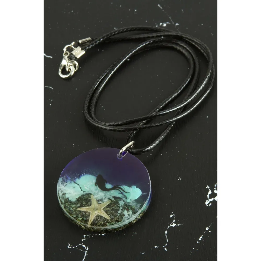 Deniz Yıldızı Epoksi Kolye-Mor