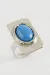 Dikdörtgen Turkuaz Taşlı Yüzük-Gümüş Rengi