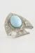 Balık Turkuaz Taşlı Yüzük-Gümüş Rengi