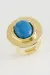 Oval Turkuaz Taşlı Yüzük-Sarı