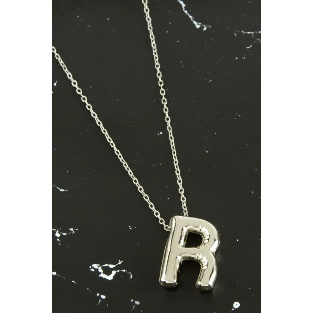 R Harfli Balon Kolye-Gümüş Rengi