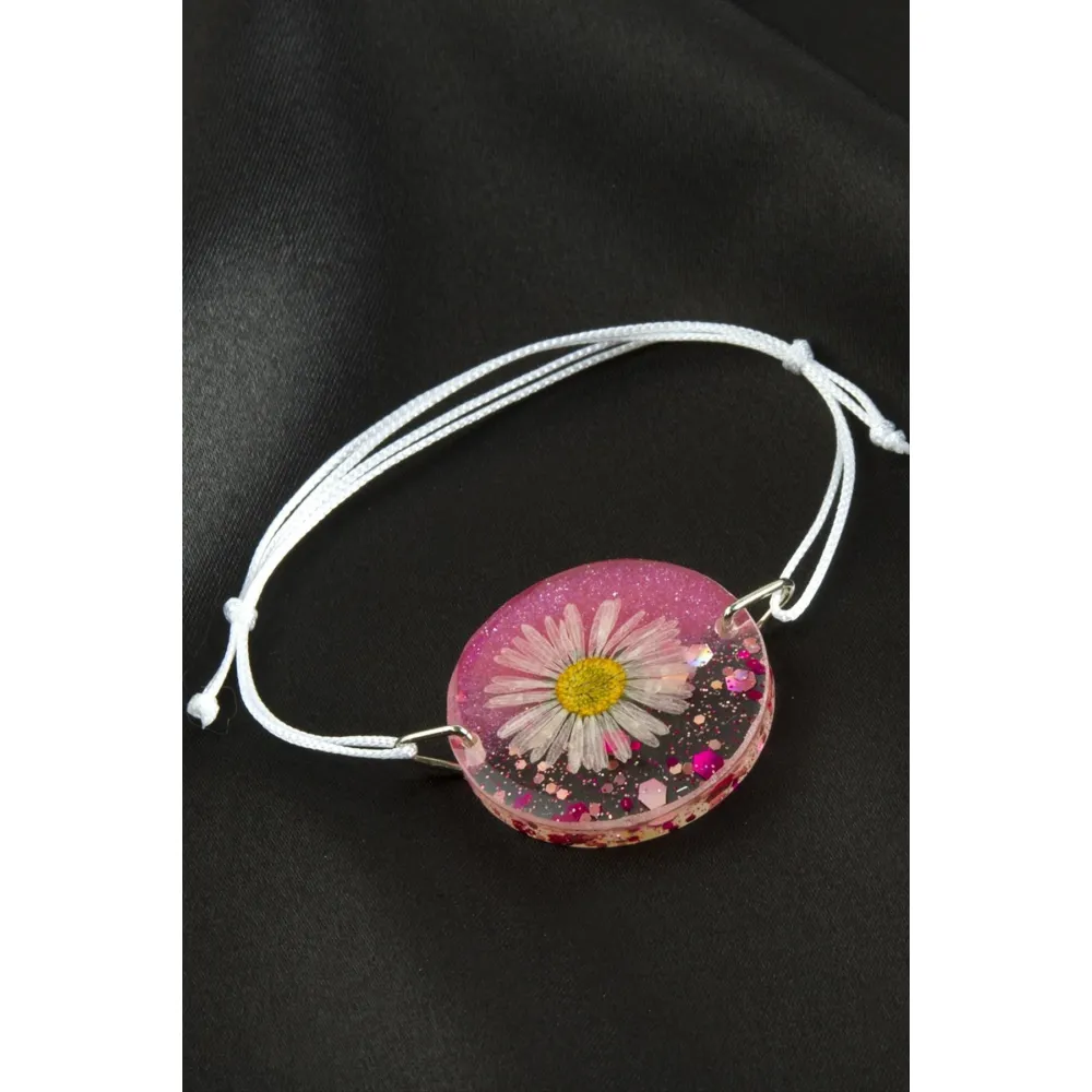 Papatya Epoksi Bileklik-Pembe