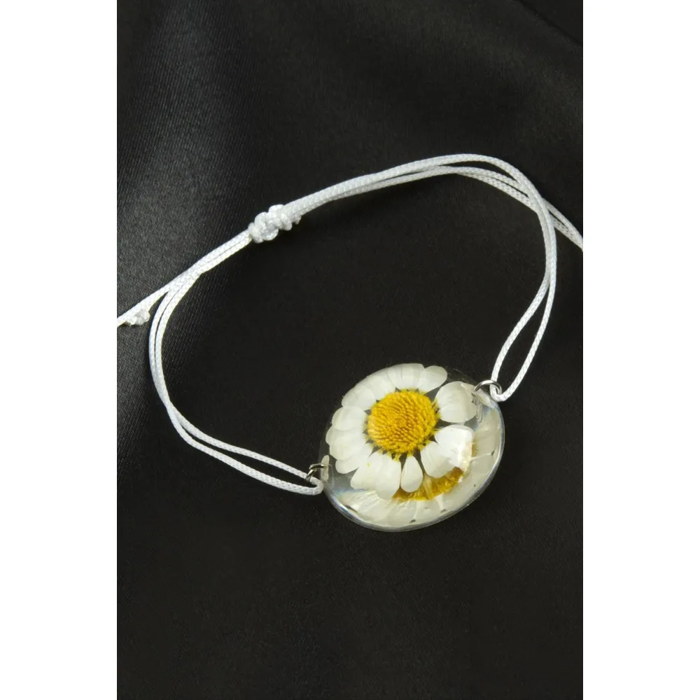 Papatya Epoksi Bileklik-Beyaz