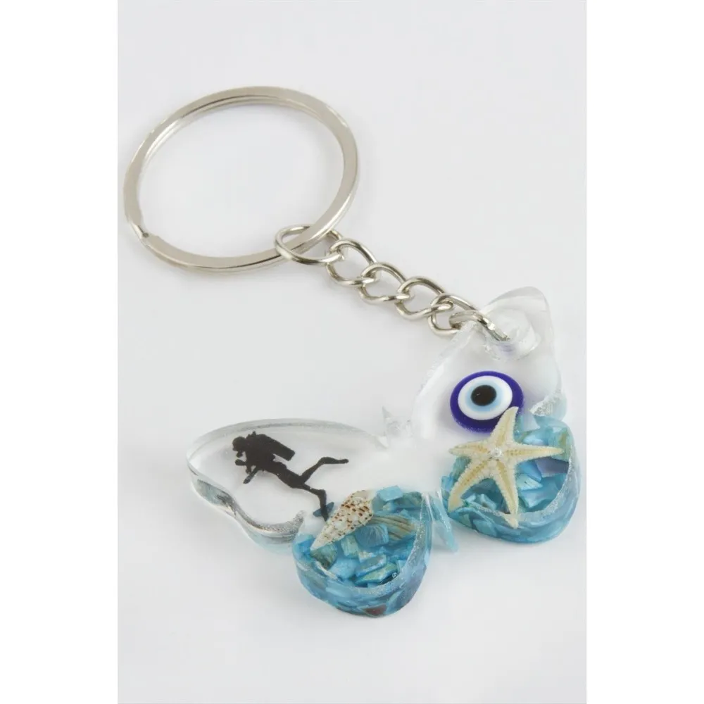 Kelebek Epoksi Anahtarlık-Mavi