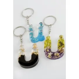 Ü Harfli Epoksi Anahtarlık-Renkli