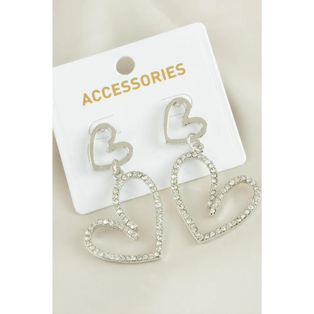 Kalp Yeni Sezon Taşlı Küpe-Sarı