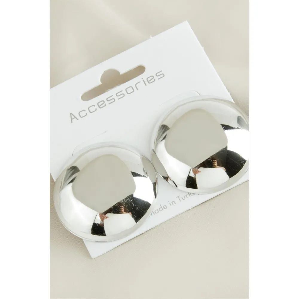 Yuvarlak Yeni Sezon Metal Küpe-Gümüş Rengi