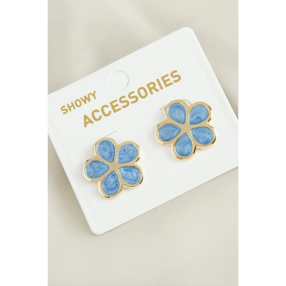 Papatya Yeni Sezon Mineli Küpe-Açık Mavi