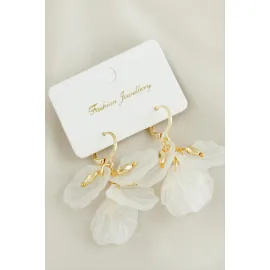 Yaprak Yeni Sezon Küpe-Beyaz