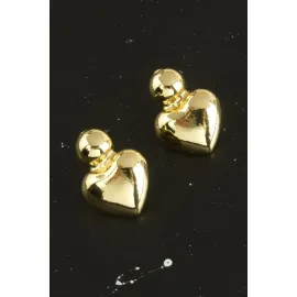 Kalp Yeni Sezon Metal Küpe-Gümüş Rengi