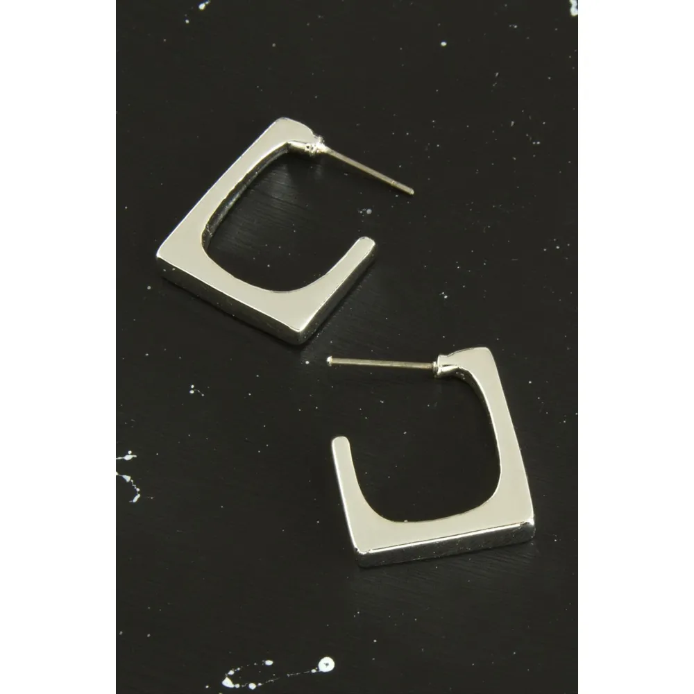 Kare Yeni Sezon Metal Küpe-Gümüş Rengi