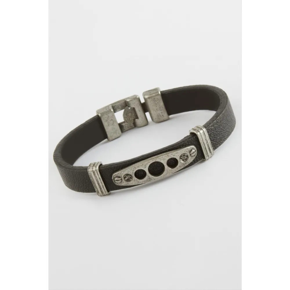 Noktalı Kaliteli Suni Deri Bileklik-Siyah