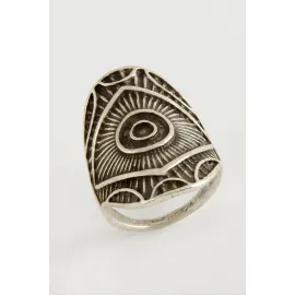 Osmanlı İşlemeli Metal Yüzük-Gümüş Rengi