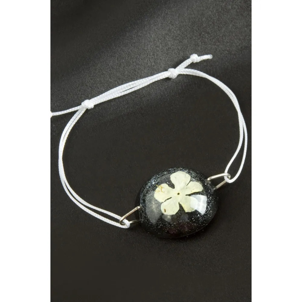 Kartopu Çiçeği Epoksi Bileklik-Beyaz