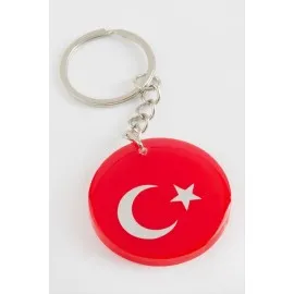 Ay Yıldız Epoksi Anahtarlık-Gümüş Rengi