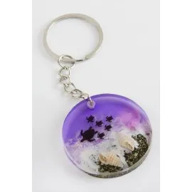 Kaplumbağa Deniz Efektli Epoksi Anahtarlık-Mor