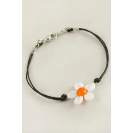 Papatya Cam Bileklik-Beyaz