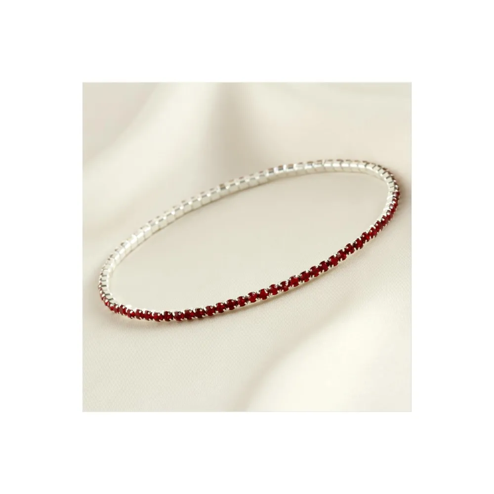 2 mm Minik Şerit Taşlı Suyolu Bileklik-Kırmızı