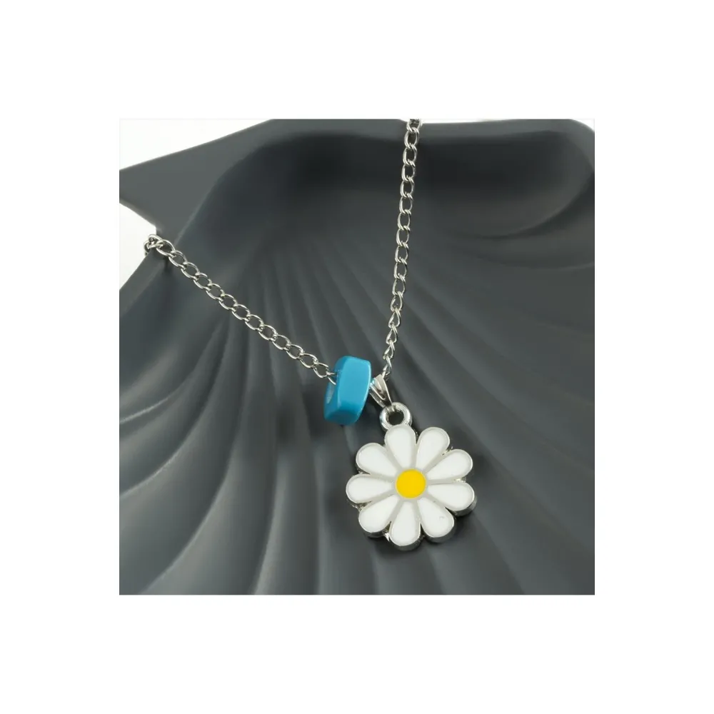 Papatya Mineli Kolye-Gümüş Rengi