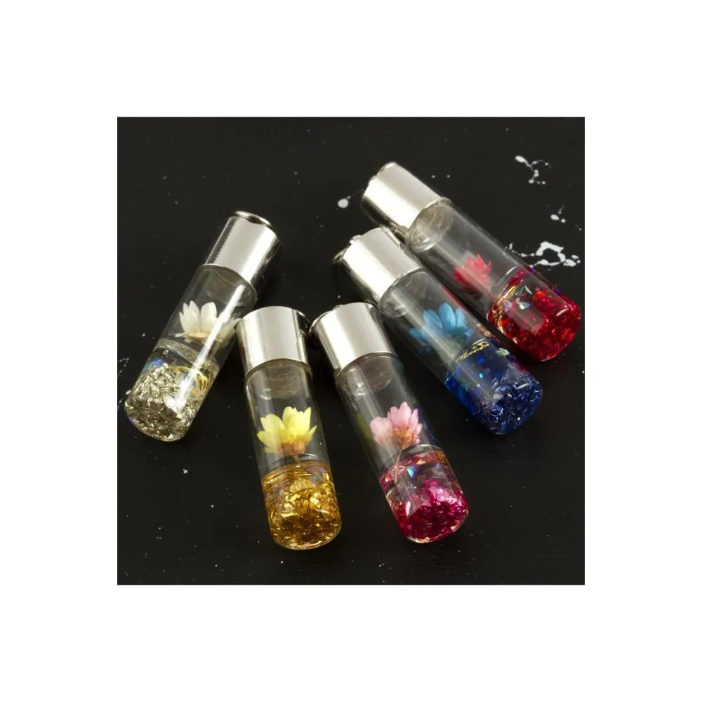 Çiçek Fanus Kolye Ucu 4  Cm-Renkli