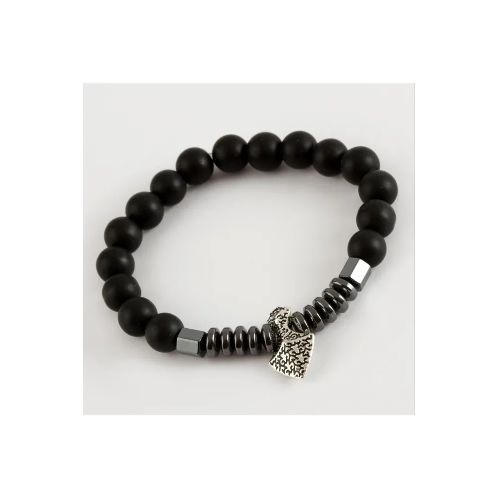 Hematit Mat Onix Doğaltaş Bileklik-Siyah