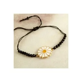 Papatya Kristal Bileklik-Siyah