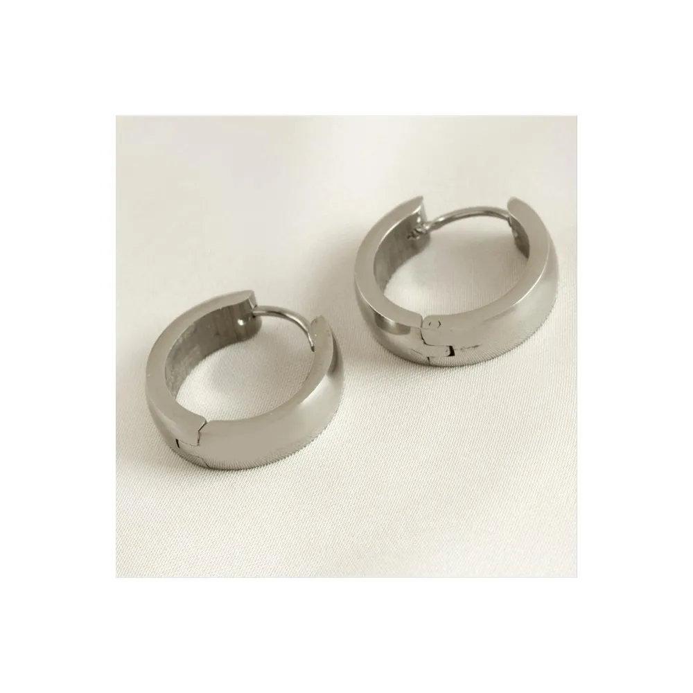 Halka Lüks Çelik Küpe 1,5 cm-Gümüş Rengi