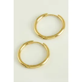 Boru Lüks Çelik Halka Küpe 2,5 cm-Sarı