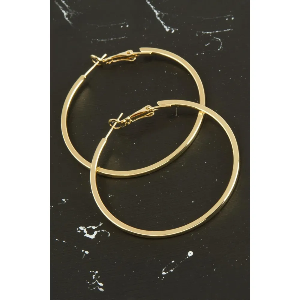 Ezme Lüks Çelik Halka Küpe 4 cm-Sarı