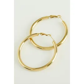 Boru Lüks Çelik Halka Küpe 4 cm-Sarı