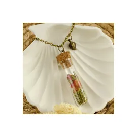 Mantar Tıpalı Canlı Kolye-Kahverengi