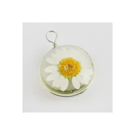 Papatya Canlı Kolye Ucu 2,5 cm-Beyaz