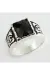 Kristal Taşlı Metal Erkek Yüzük-Siyah