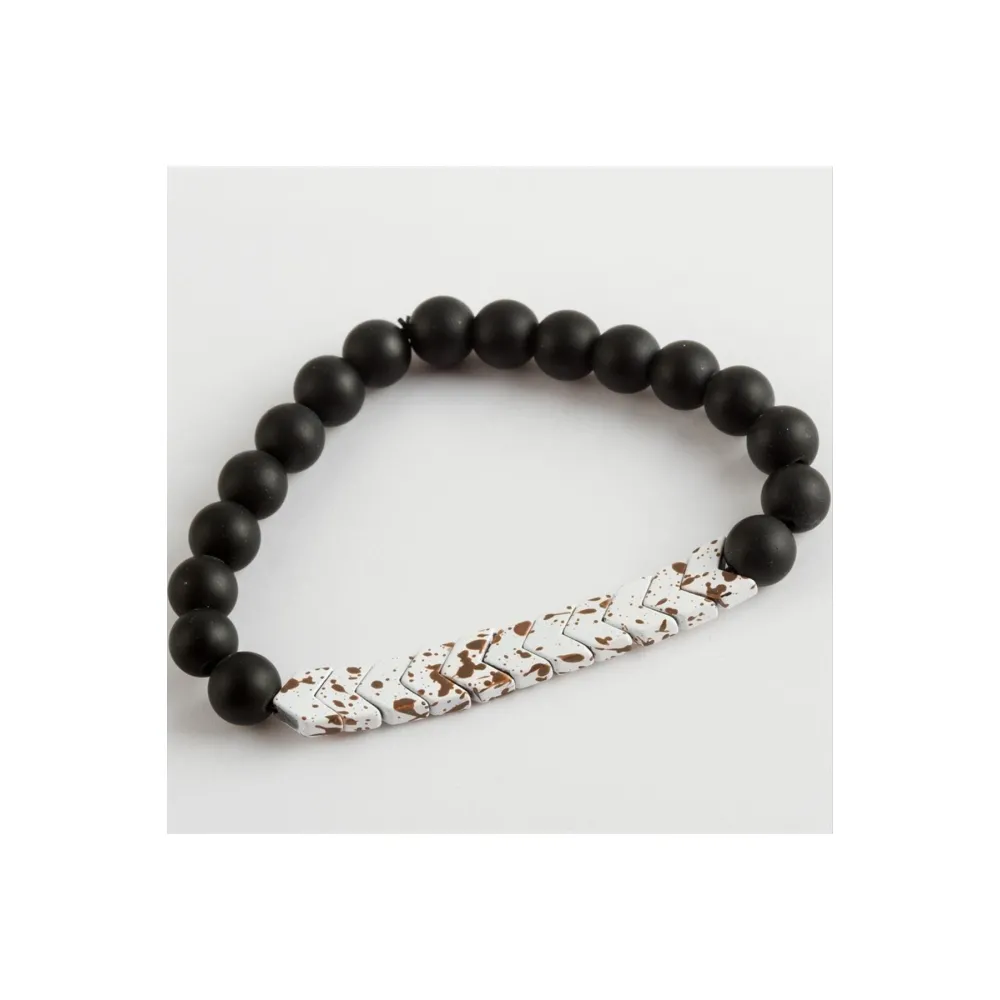 Onix Hematit Doğaltaş Bileklik-Siyah