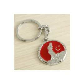 Ay Yıldız Kemal Atatürk Metal Anahtarlık-Siyah
