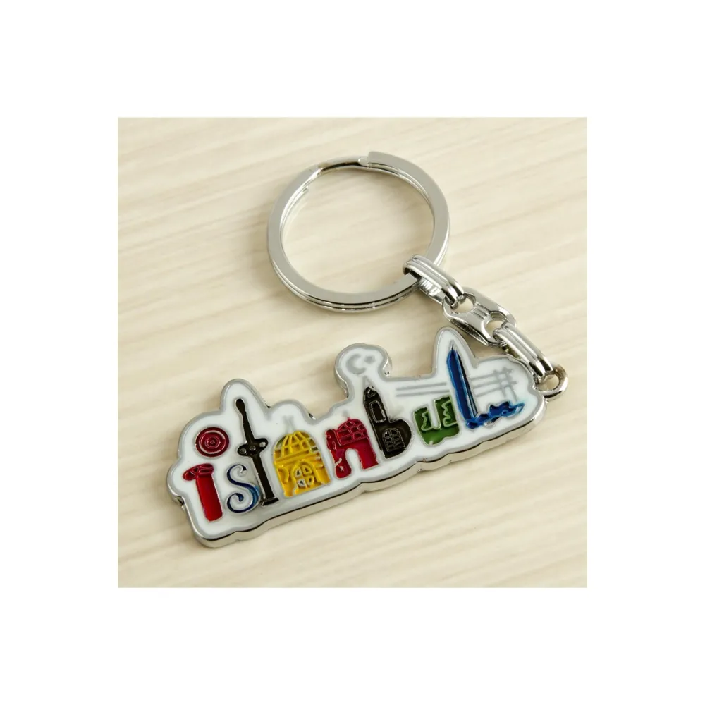 İstanbul Yazılı Metal Anahtarlık-Gümüş Rengi