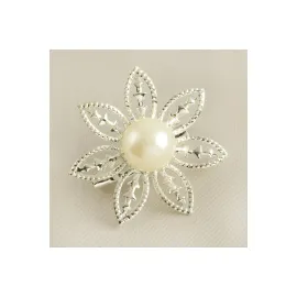 Papatya İnci Broş-Gümüş Rengi