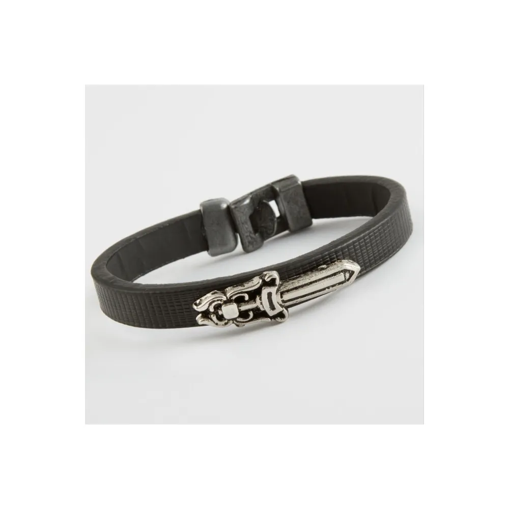 Hançer Kaliteli Suni Deri Bileklik-Siyah