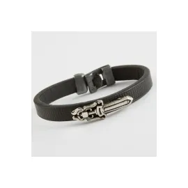 Hançer Kaliteli Suni Deri Bileklik-Siyah