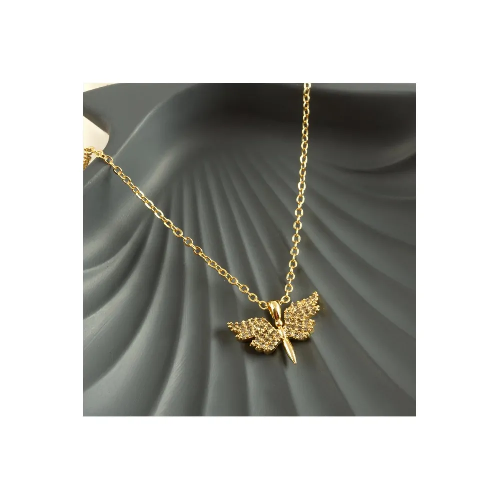 Peri  Zirkon Taşlı Trend Kolye-Sarı