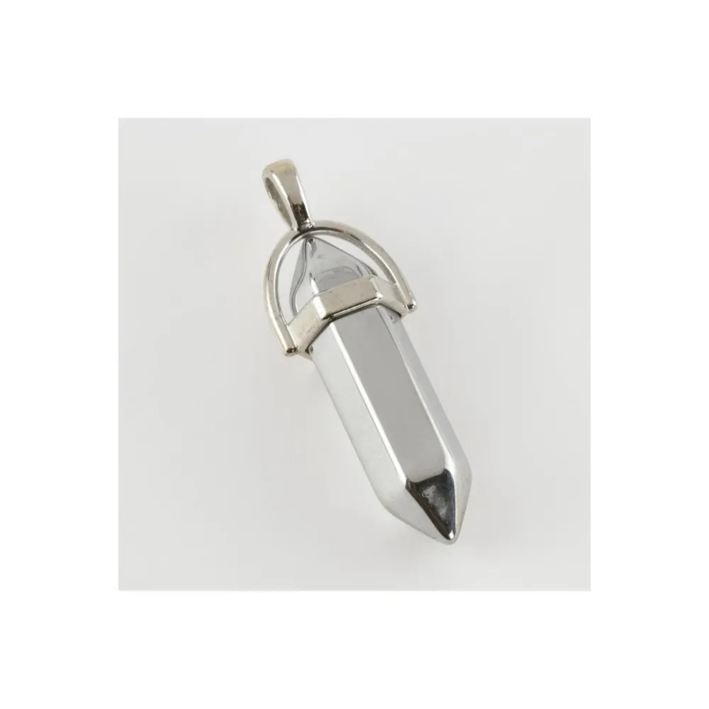 Hematit Point Kolye Ucu-Gümüş Rengi