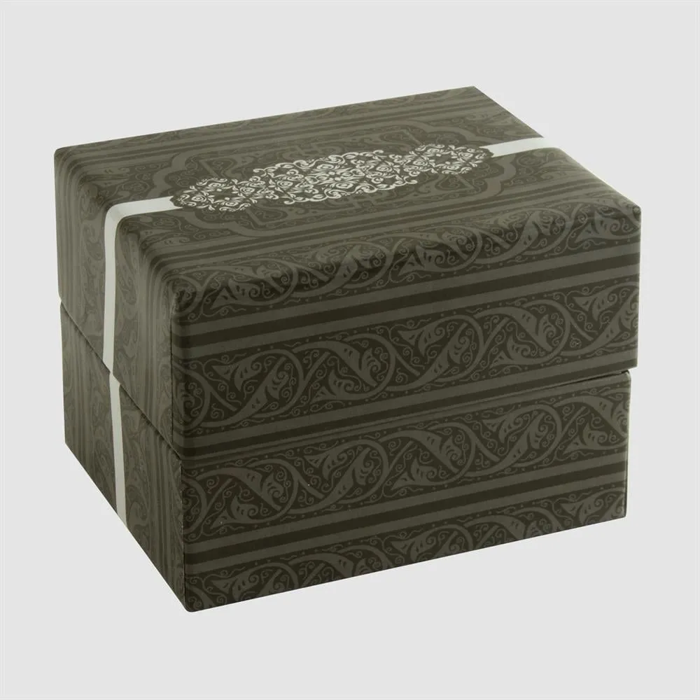 Çiçek Desenli Saat Kutusu-Gri