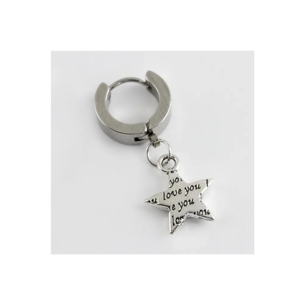 Yıldız Çelik Erkek Küpe 1 Adet-Siyah