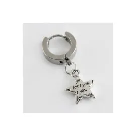 Yıldız Çelik Erkek Küpe 1 Adet-Siyah