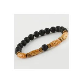 Onix Ahşap Trend Yeni Sezon Doğaltaşlı Bileklik-Siyah