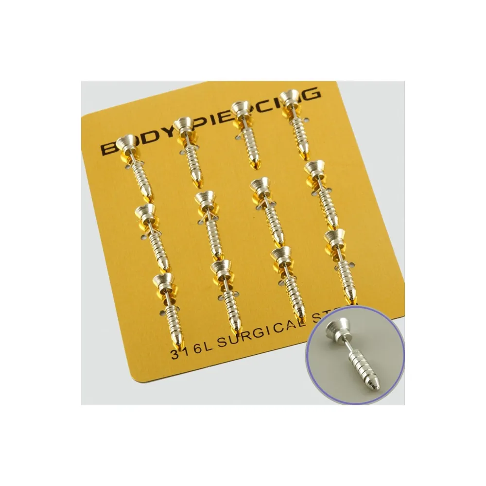 Vidalı Çelik Piercing 1 Adet-Gümüş Rengi