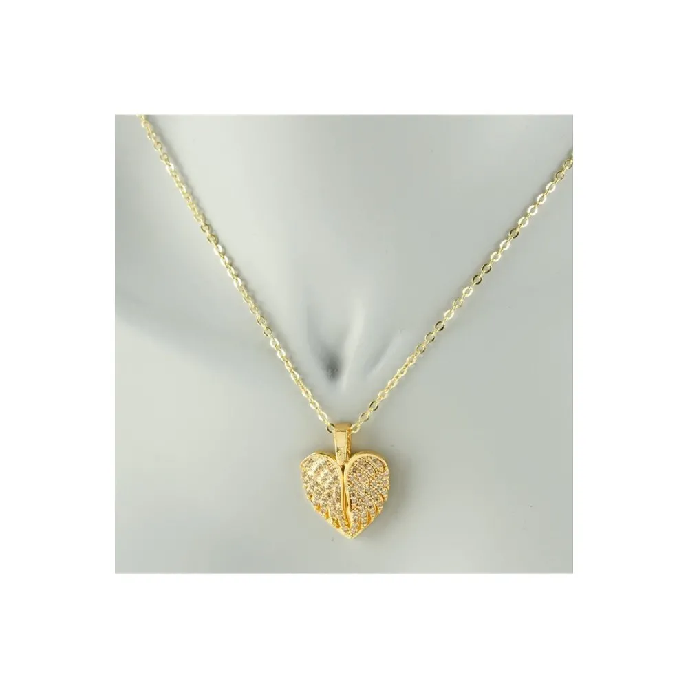 Kanat Açılır Kapanır Zirkon Taşlı Trend Kolye-Sarı