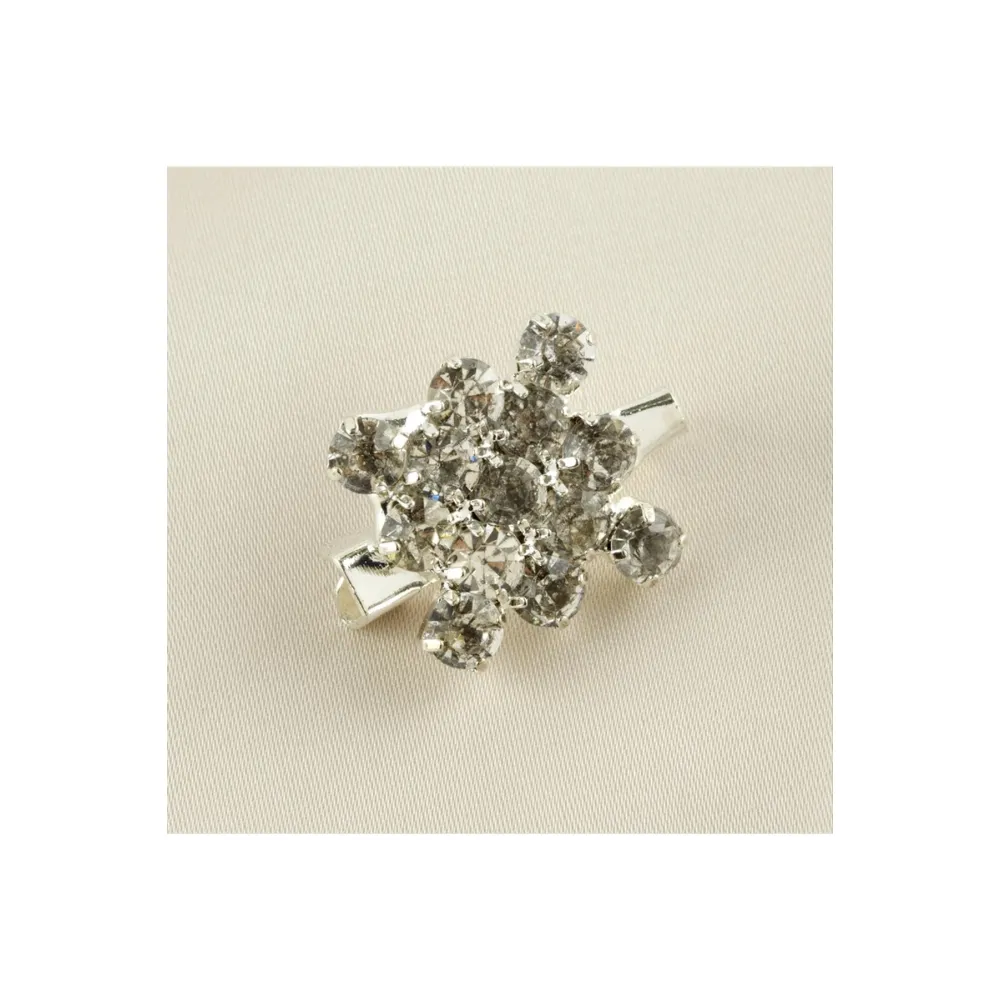 Kare Figürlü Taşlı Broş-Gümüş Rengi