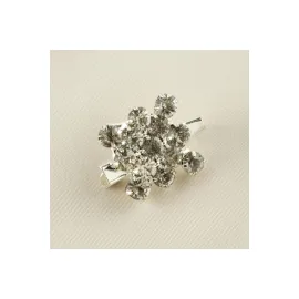 Kare Figürlü Taşlı Broş-Gümüş Rengi