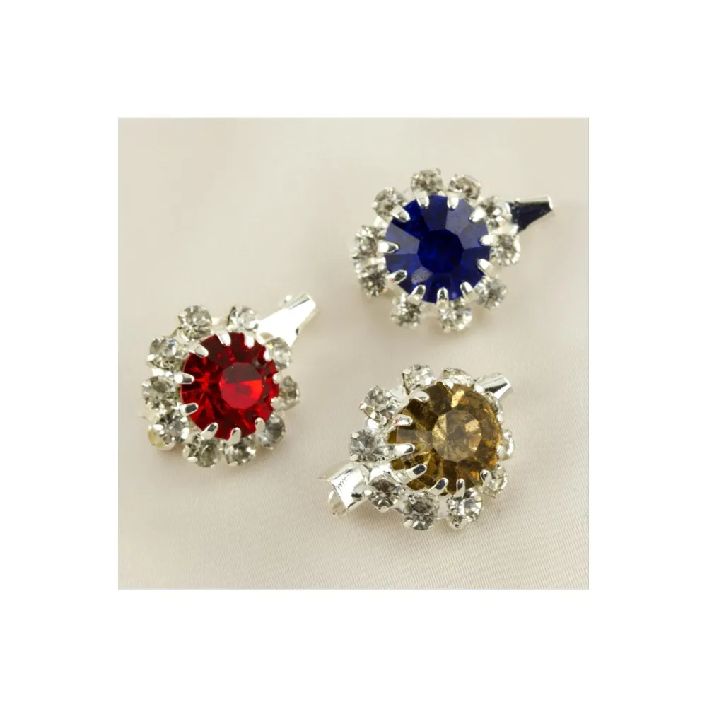 Oval Taşlı Broş-Renkli